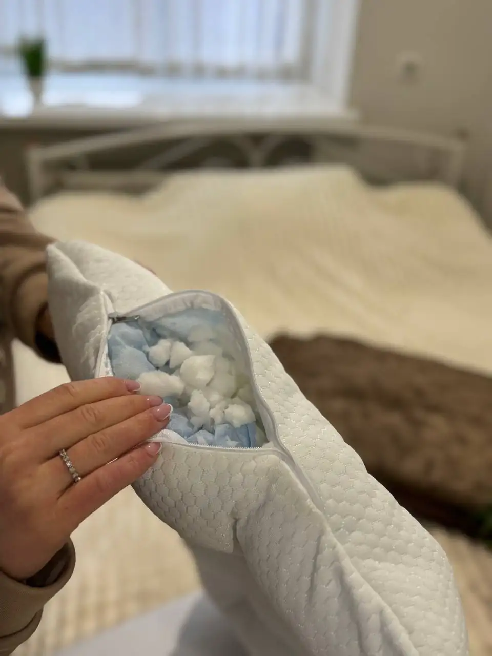 Ортопедична стьобана подушка на блискавці з наповнювачем Memory Foam 50×70, 70×70 - Зображення 3