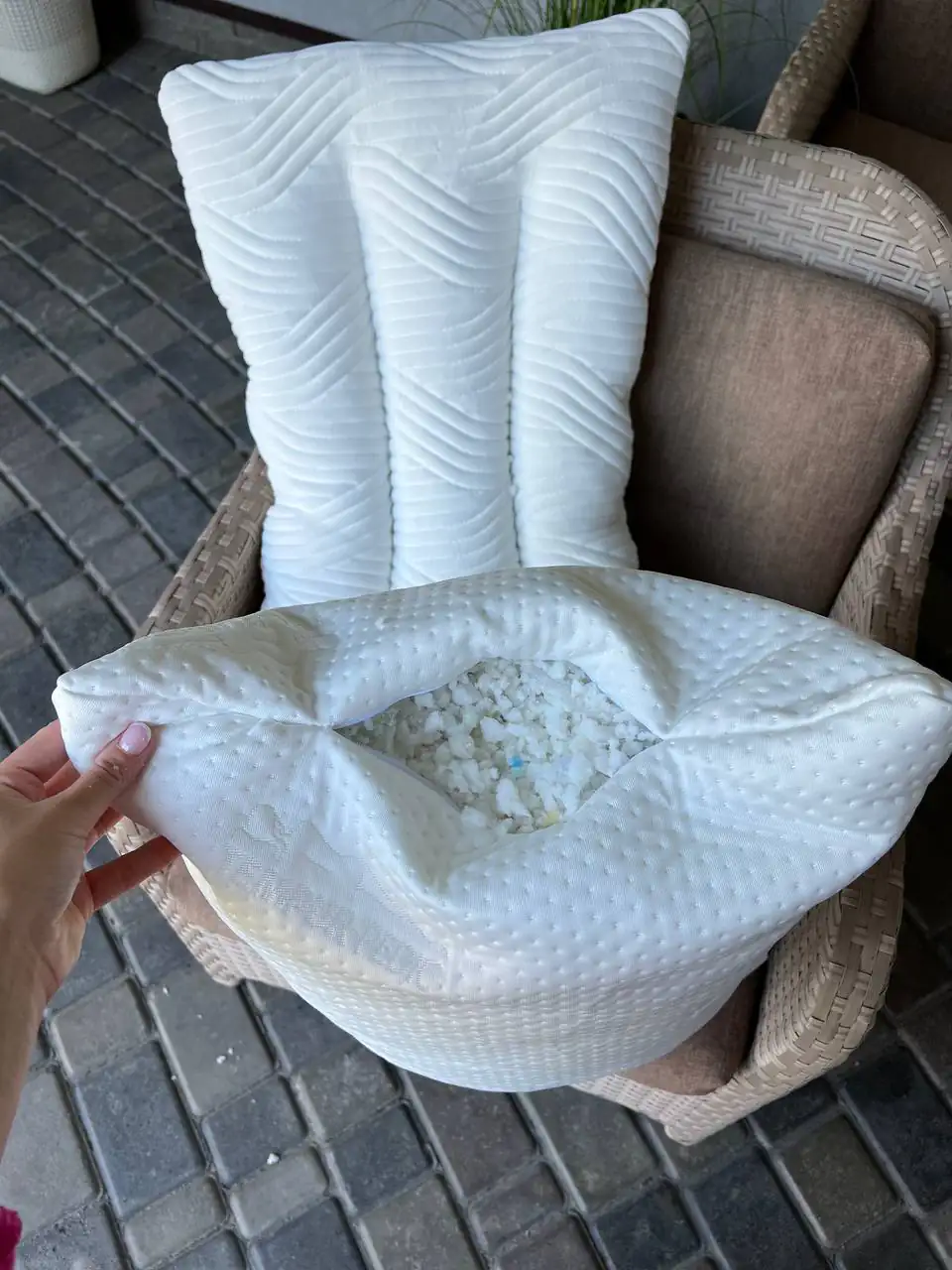 Ортопедична стьобана подушка на блискавці з наповнювачем Memory Foam 50×70, 70×70 - Зображення 7